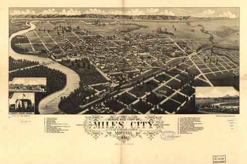 E129 - Birds eye view of Miles City cs of Custer County Montana - 1883
