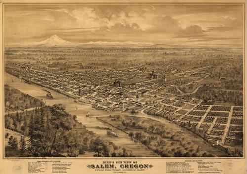 E134 - Birds eye view of Salem Oregon - 1876	E134 - Birds eye view of Salem Oregon - 1876