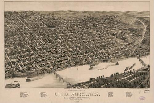 E140 - Perspective map of the city of Little Rock Arkansas State capital of Arkansas county seat of Pulaski County - 1887