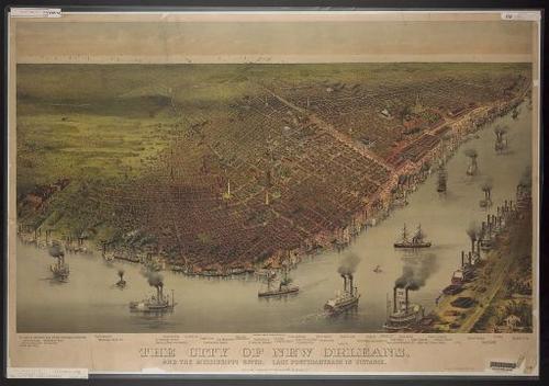 E142 - Birds eye view of New-Orleans - 1851