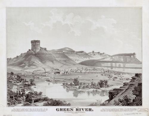 E145 - View of Green River, Wyoming Territory, looking north - 1875