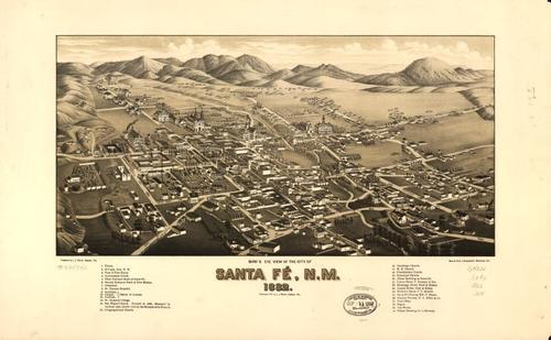 E146 - Birds eye view of the city of Santa Fé New Mexico - 1882