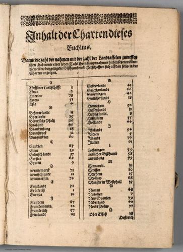 E156.007 - Index Page: Inhalt der Chartendieses. (Contents of this Atlas).