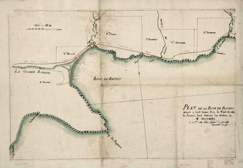 E180 - Plan de la Baye de Baynet : situeé a hiut leiues sous le vent de celle de Jacmel, levé suivant les ordres de Mr. d'Estaing le 11 Ocbre. - 1764