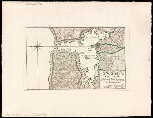  E180 - Bahía y ciudad de Bayaha, o Puerto del Delfin, en la Isla de Santo Domingo - 1794