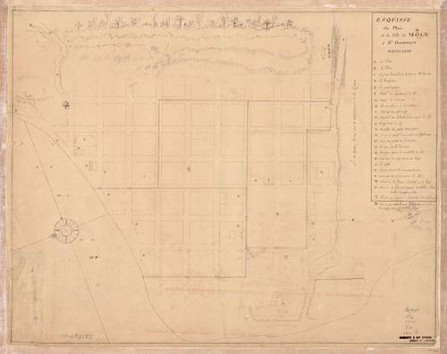 E180 - Esquisse du plan de la ville du Mole à St. Domingue - 1774