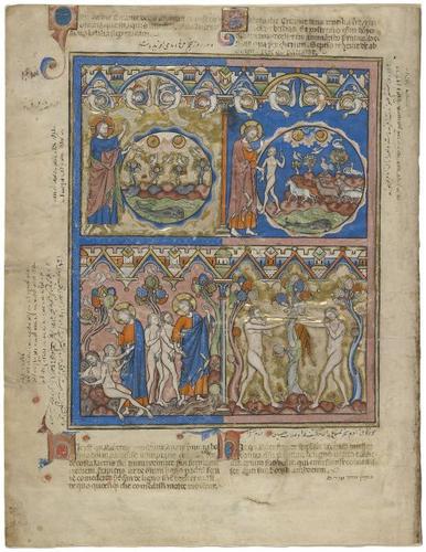 E183.1v - The Fifth Day, The Sixth Day, The Creation of Woman; The Tree of Knowledge, The Fall from Grace 
