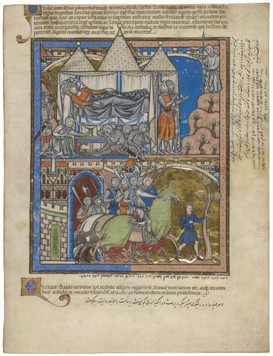 E183.34r - David Spares Saul a Second Time, Kidnapped