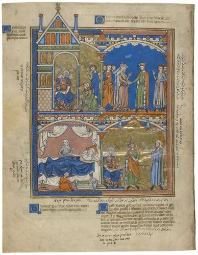 E183.42v - Bathsheba is Informed of Uriah's Death, David Weds Bathsheba, A Son is Born, The Lord is Displeased with David