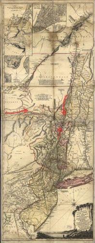 E195 - The Provinces of New York, and New Jersey with part of Pennsylvania, and the Province of Quebec Battle Map - 1777