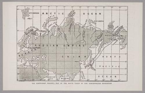 North-East Passage route by the Nordenskiöld expedition aboard the ship Vega between 1878 and 1879.