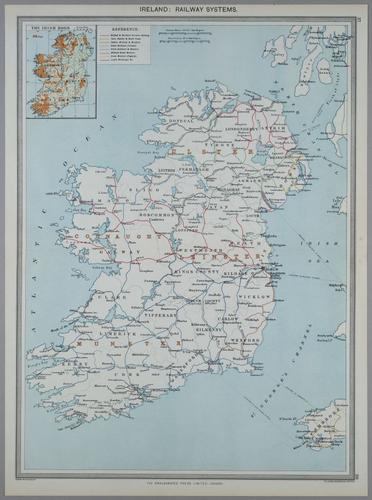 E222 - 1907 Ireland Railroad Map Leinster Munster Connaught Belfast