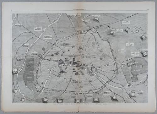 E223 - Paris Map, Nast, Arctic Circle, Harper's Weekly Complete Issue Jan14,1871 . page 32-33