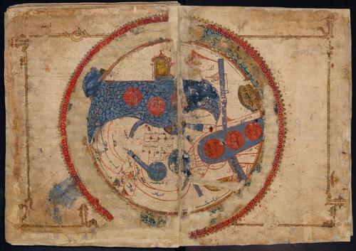 E230 - World map, al-Istakhri, Leiden University, Or. 3101, pp. 4-5