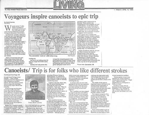 Tom Paper Canoe Trip 1988