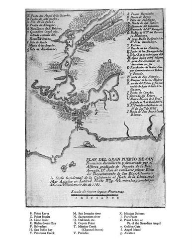 E50 - 1781 Canizares Map of San Francisco Bay