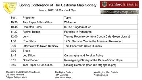 E265 - California Map Society 2022 Spring Conference - Agenda