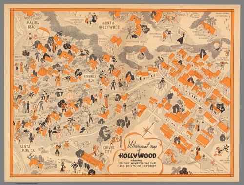 E316 - “Whimsical map of Hollywood showing Studios, Homes of the Stars and Points of Interest” - Allied Artists - 1937 (Luke Zanuck)