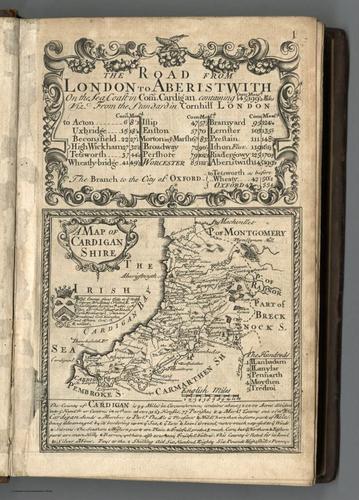 E127.006 - Road from London to Aberistwith (Aberystwyth). Map of Cardiganshire.