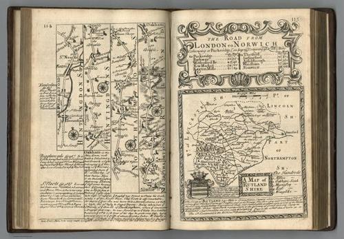 E127.063 - Road from London to St. Neots. (continued.) Road from London to Norwich. Map of Rutlandshire (Rutland).