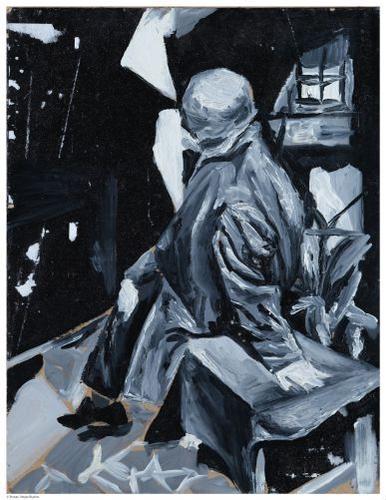 B/W study, oil, under UCLA Art Professor, William Brice, son of Fanny, 