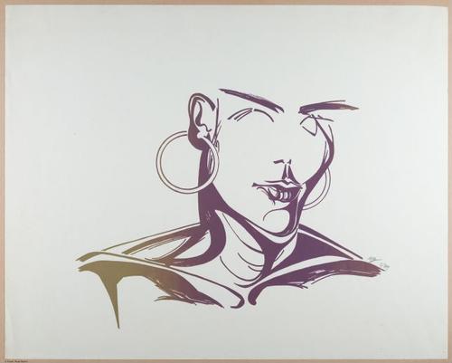 Visage et boucles d'oreilles, drawing / silkscreen
