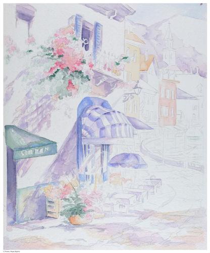 Karen McCombe, watercolor painting class, non-original work. &nbsp;Original by Marilyn Simandle.