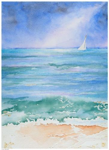 Karen McCombe, watercolor painting class, non-original work.