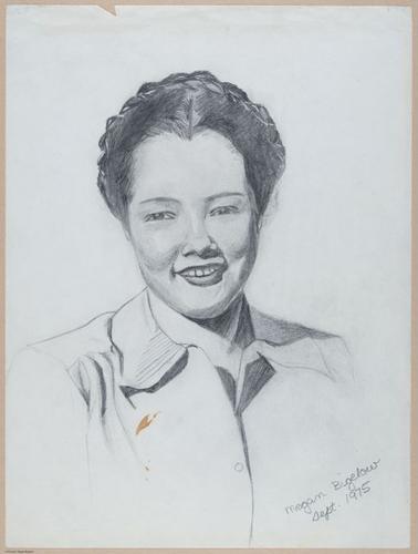 Helen Annetta Devine Bigelow,&nbsp;Mom in high school, pencil sketch