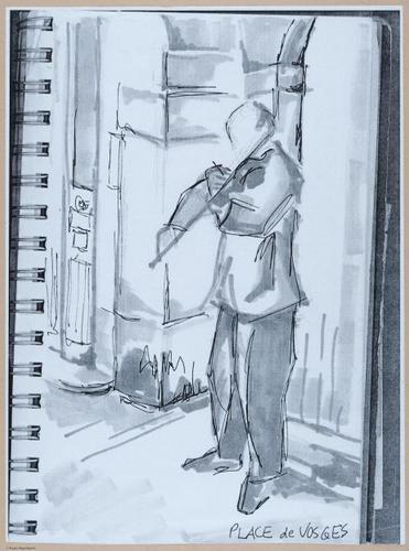 Violinist, Place des Vosges, Le Marais, 75004 Paris,&nbsp;Plein air sketch