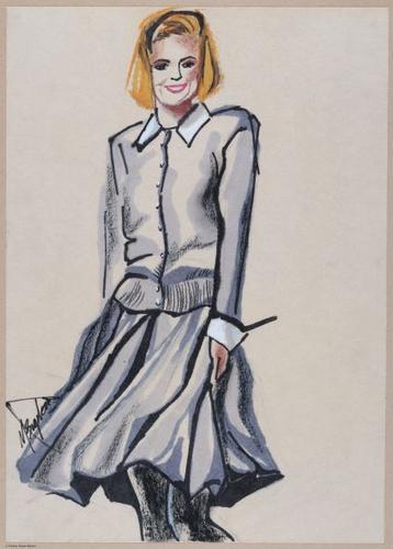 Fashion study, fabric. &nbsp;Pencil, pastels, watercolor