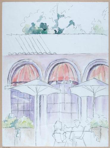 Depot Café & Bookstore, Mill Valley, CA. &nbsp;Plein air with my friend & mentor, Hilda Kidder,&nbsp;