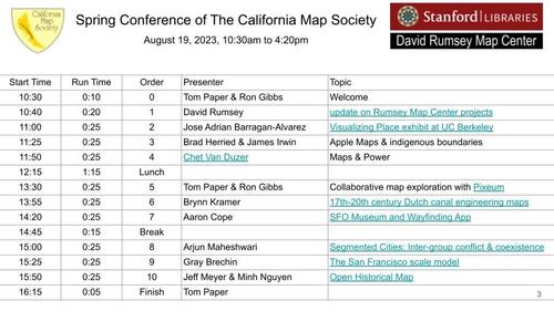 California Map Society (CMS) Spring Conference - August 19, 2023