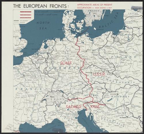 The European fronts [cartographic material] : approximate areas of present occupation -- week ending 15 May