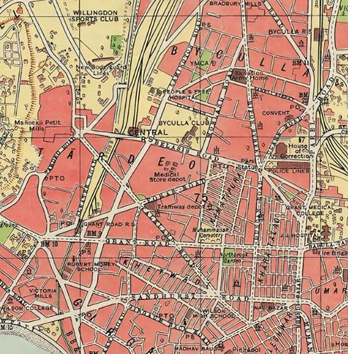 H.J. Couchman - Bombay Guide Map Including Part of Salsette - 1933 - Byculla & Girgaum