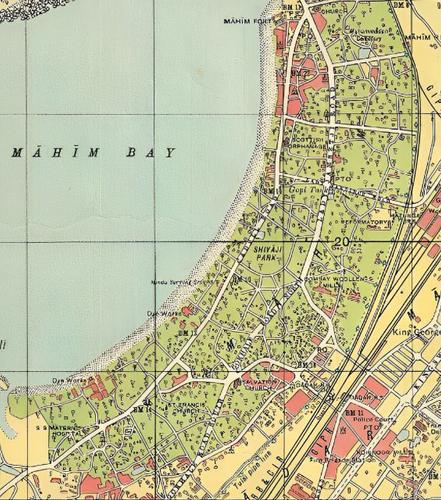 H.J. Couchman - Bombay Guide Map Including Part of Salsette - 1933 - Mahim