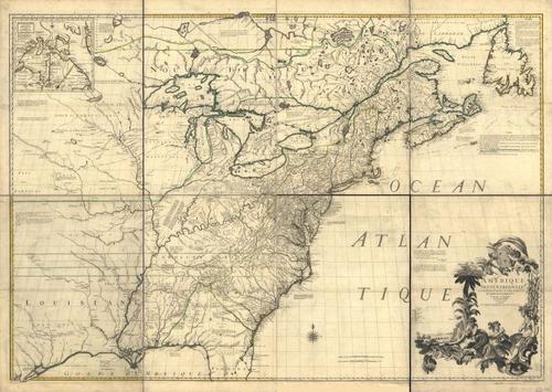 Amérique septentrionale avec les routes, distances en miles, limites et etablissements françois et anglois,