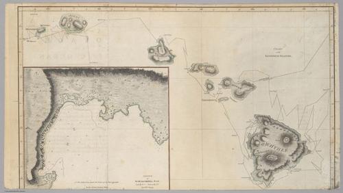 E560 - &nbsp;Sketch of Karakakooa Bay & Chart of the Sandwich Islands - Jane and Ronald Gibbs Collection