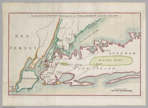E560 - &nbsp;Sketch of the Country Illustrating the late Engagement in Long Island - Jane and Ronald Gibbs Collection