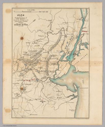 E560 - &nbsp; Plan of the Northern part of New Jersey Shewing the Positions of the American & British Armies after crossing the North River in 1776 - Jane and Ronald Gibbs Collection