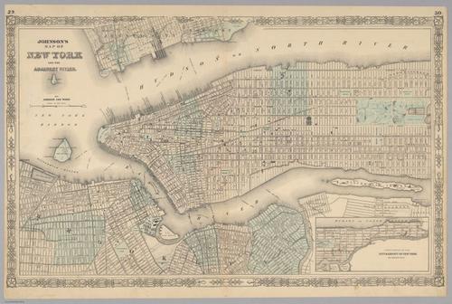 E560 - &nbsp;Johnson's Map of New York and the Adjacent Cities - Jane and Ronald Gibbs Collection