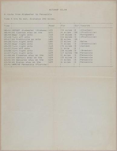 E607 - 1980's Computer-Generated Directions - 28263