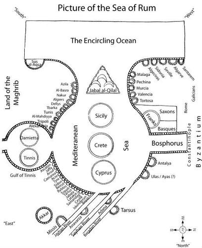 Leiden Mediterranean Map - Line Drawing Translation