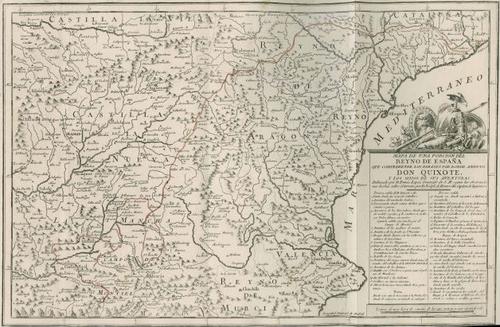 Mapa de una Porcion del Reyno de España que Comprehende los Parages por Donde Anduvo Don Quixote y los Sitios de sus Aventuras - Steve Hanon