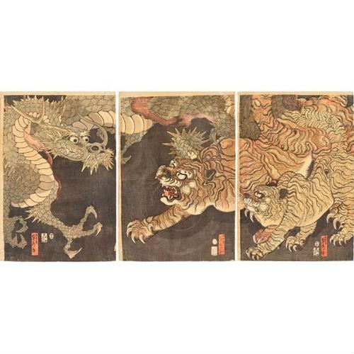 Dragon and Tigers - Sadahide