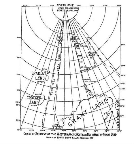 Map of Supposed Crocker Land and Bradley Land - 1912