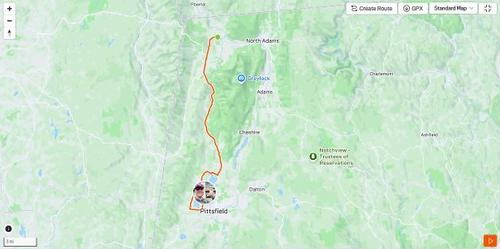 Map of Williams College to Lake Onota - Dalton Peters
