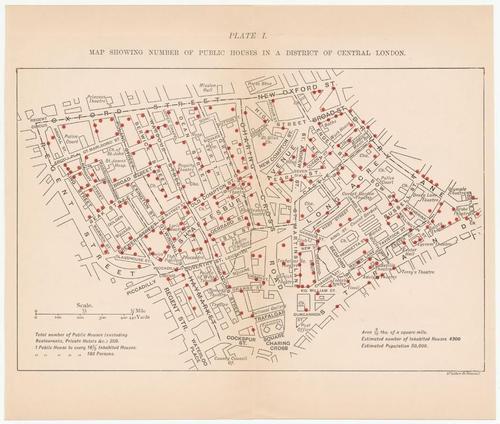 Map Showing Number of Public Houses in a District of Central London - Rowntree, Joseph & Arthur Sherwell - 1899