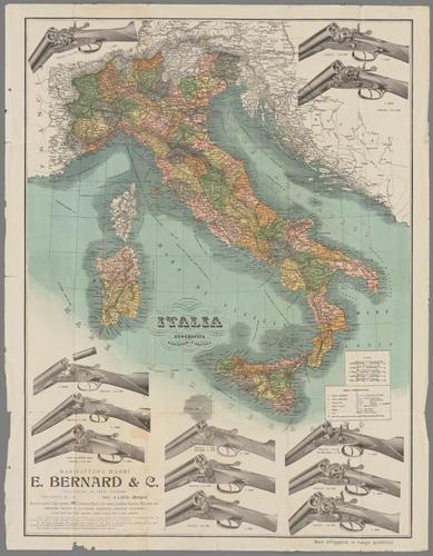 Italia Geografica Statistica e. Postal [Shotgun Map of Italy]