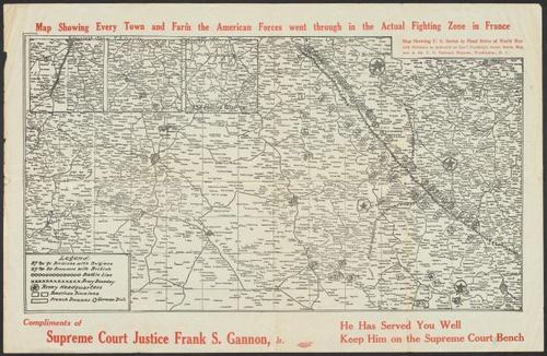 Map Showing Every Town and Farm the American Forces went through in the Actual Fighting Zone in France